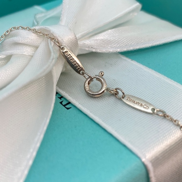 Tiffany & Co pink sapphire open heart necklace 925 Elsa Peretti  MSRP $850 - Picture 4 of 7